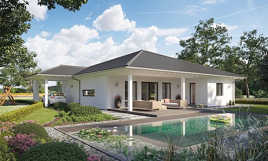 Bungalow mit Walmdach und Pool