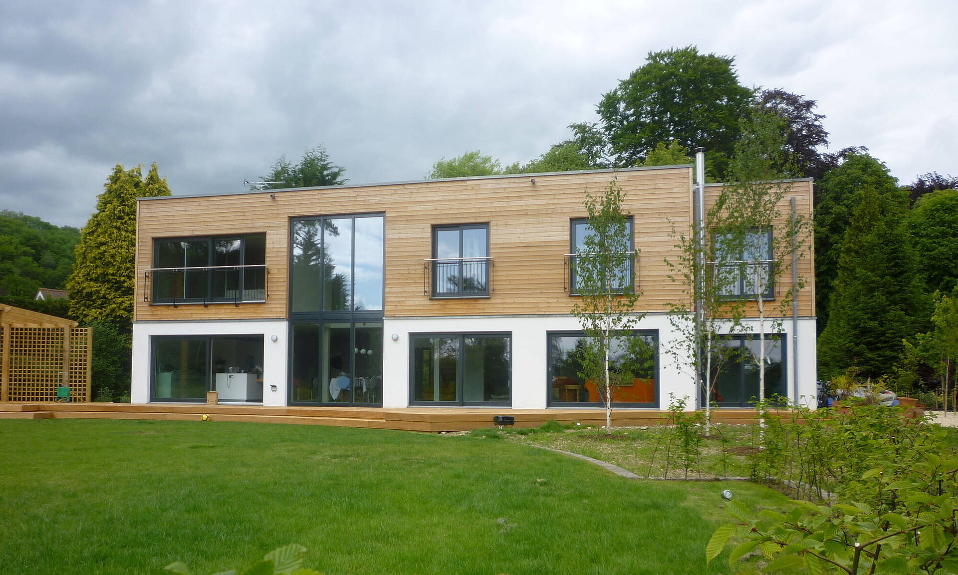 Sustainable prefab home with wood burning stove
