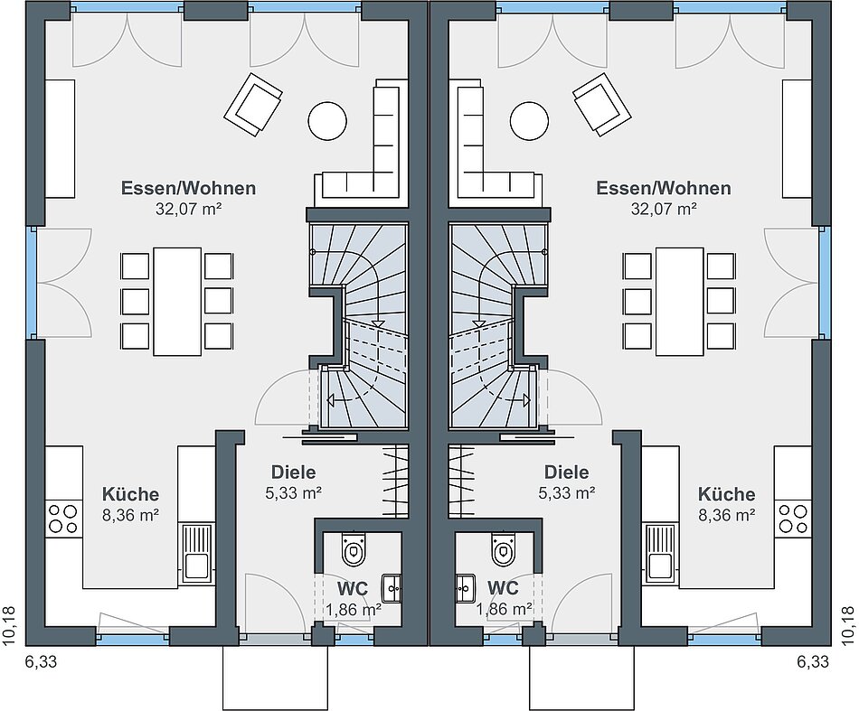Grundriss: Erdgeschoss Doppelhaus Grundriss: Erdgeschoss Doppelhaus