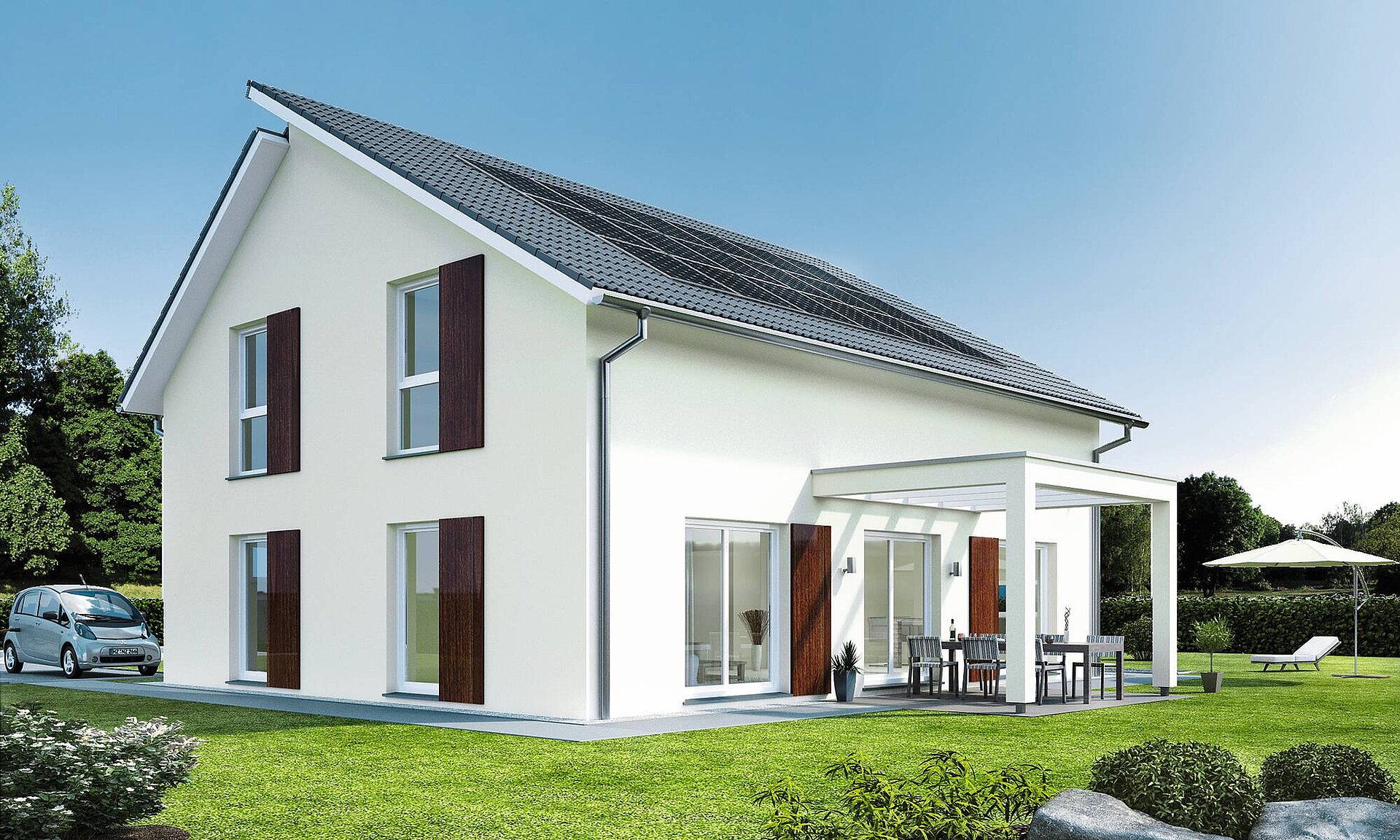 Einfamilienhaus mit versetztem Pultdach vorgeplantes generation5.5