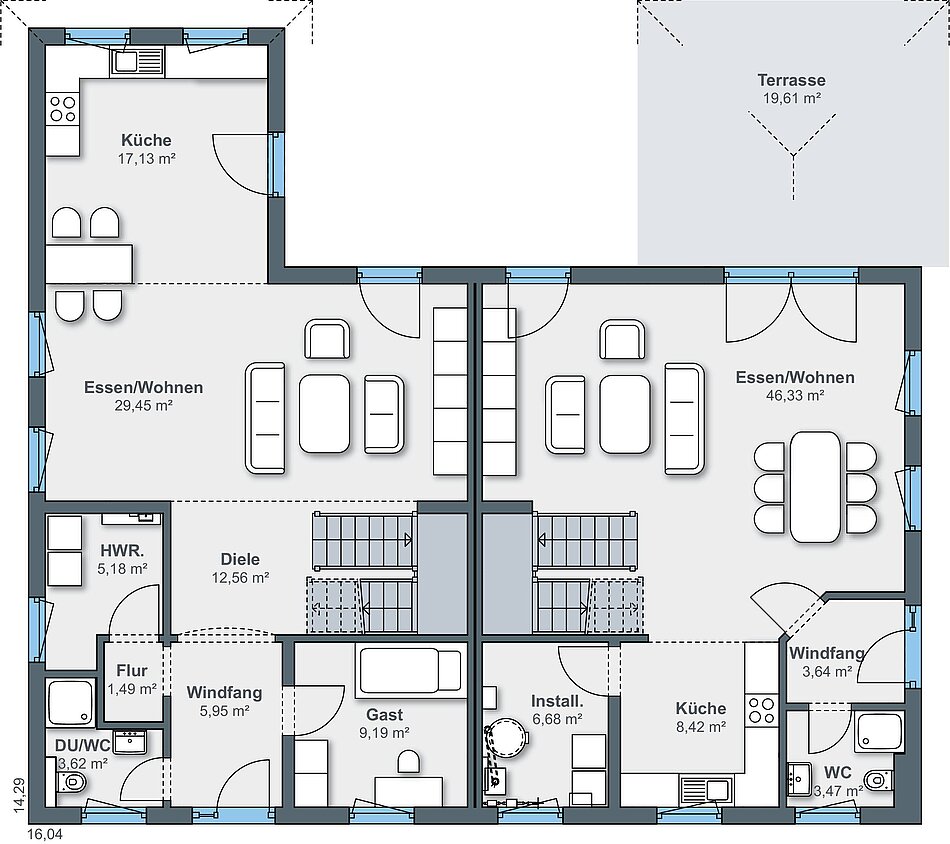 Grundriss: Erdgeschoss Doppelhaus Grundriss: Erdgeschoss Doppelhaus